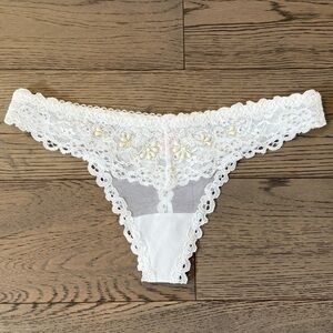 Victoria’s Secret Bridal Beaded Lace Mesh Thong Underwear